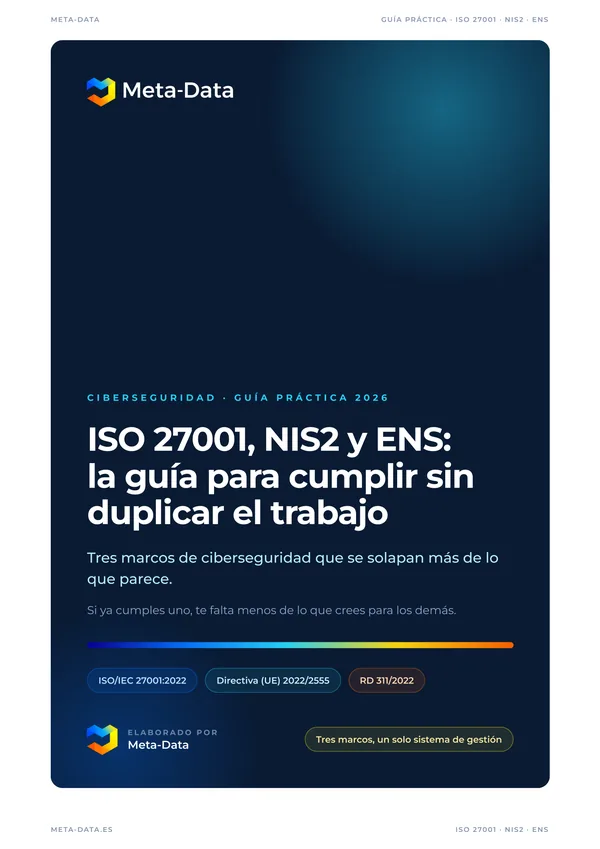 Portada de la guía de ISO 27001, NIS2 y ENS de Meta-Data