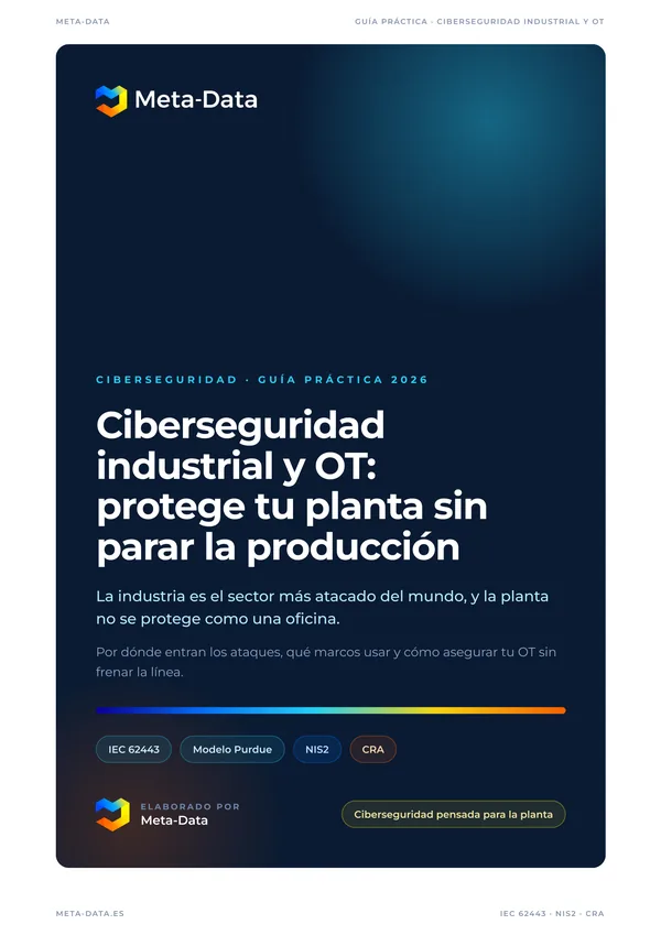 Portada de la guía de ciberseguridad industrial y OT de Meta-Data